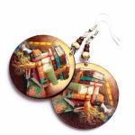 Book Earrings - decoupage -..