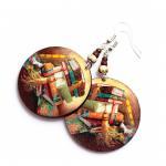 Book Earrings - decoupage -..