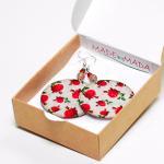 Vintage Roses Round decoupage Earrings Floral motif, deep red