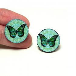 Butterfly Post Earrings, Blue and Mint , Gift for her under 15